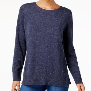 New Style & Co Cotton Crewneck Sweater, Denim Heather Fleck XL, XXL